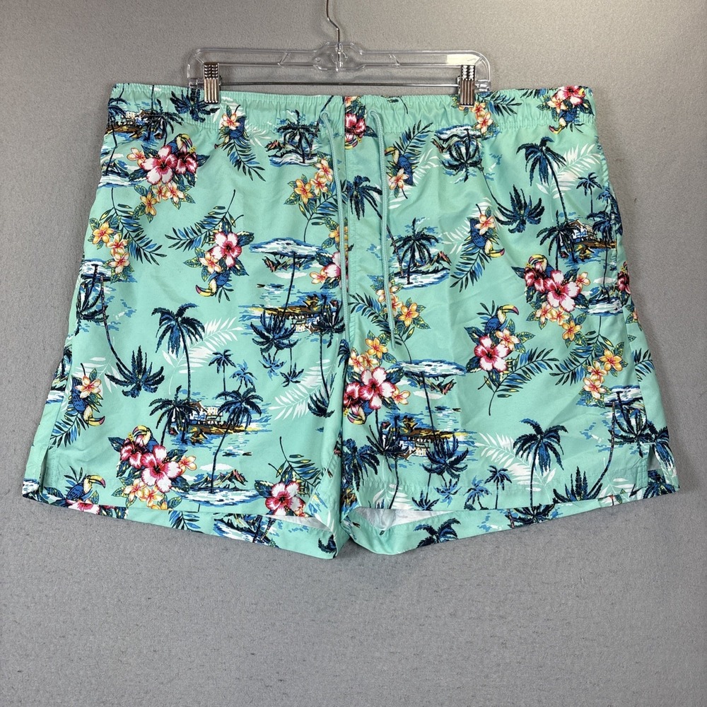 Board Shorts Swim Trunks Men's Palm Trees Island Above The Knee 44-46 NWT